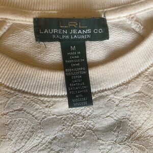 Lauren Jeans Co. Ralph Lauren Ivory Crew Neck Lace Sweatshirt Size M